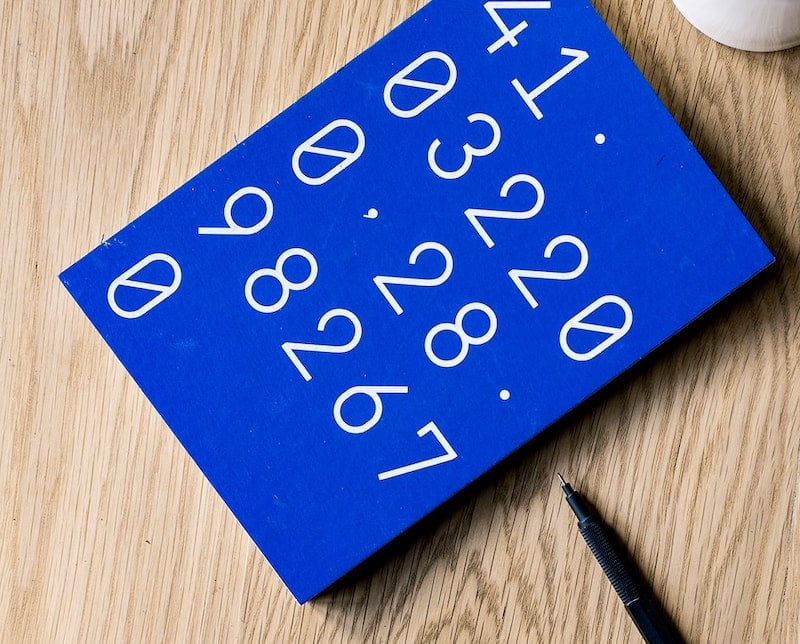 Blue number notebook