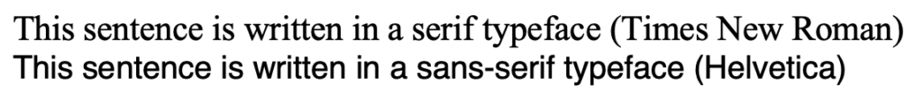 Sample text in serif and sans serif